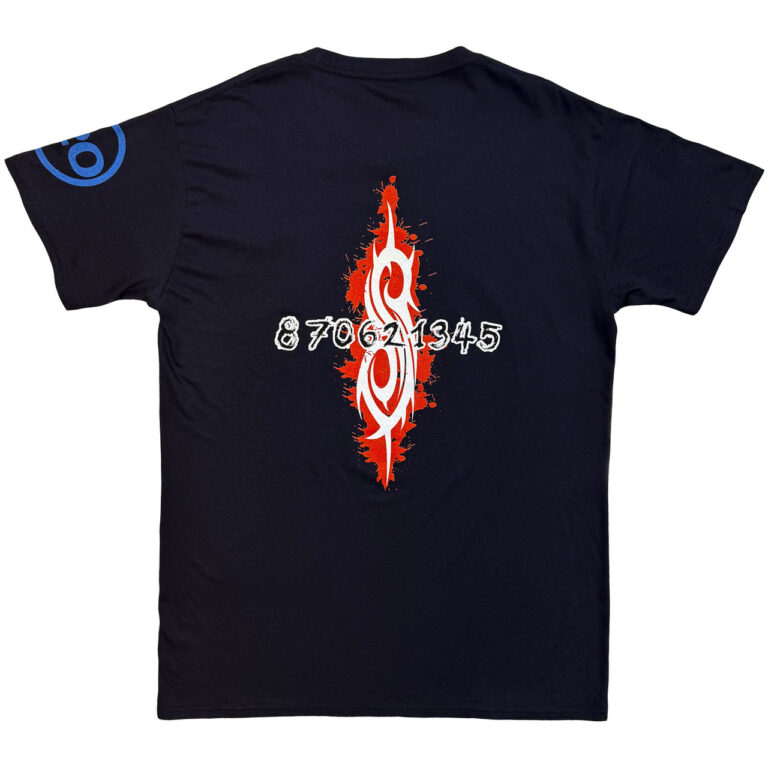 Slipknot 20th Anniversary – Red Jump Suits (Navy Blue) (Back & Sleeve Print) T-Shirt