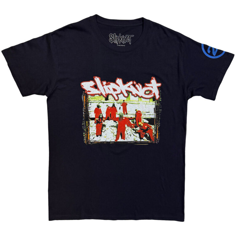 Slipknot 20th Anniversary – Red Jump Suits (Navy Blue) (Back & Sleeve Print) T-Shirt