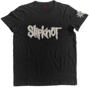 Slipknot Logo & Star Applique Black Embellished T-Shirt