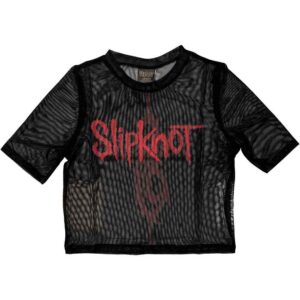 Slipknot Logo Black Back Print & Mesh Ladies Crop Top