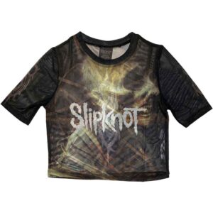 Slipknot The End, So Far Profile Black Back Print & Mesh Ladies Crop Top