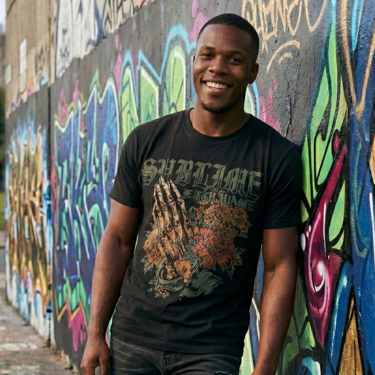 Sublime Unisex Premium Carbon T-Shirt: Praying Hands Black T-Shirt