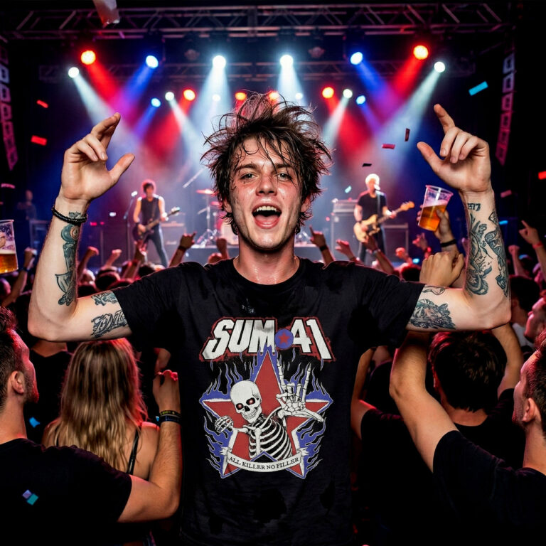 Sum 41 Unisex Premium Carbon T-Shirt: All Killer No Filler Skeleton Black T-Shirt