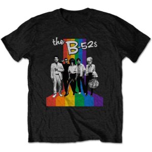B52s Rainbow Stripes Black T-Shirt