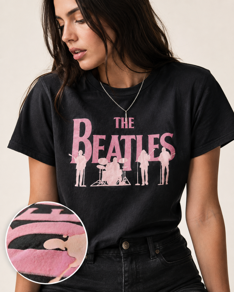 The Beatles Band Silhouettes Black Embellished T-Shirt