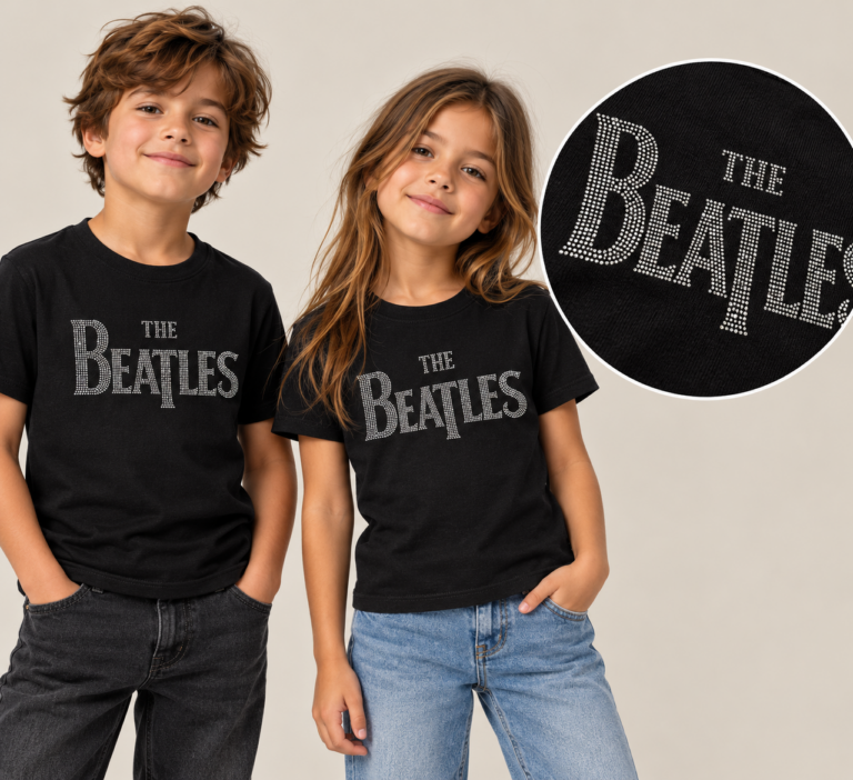 The Beatles Drop T Black Embellished Kids T-Shirt