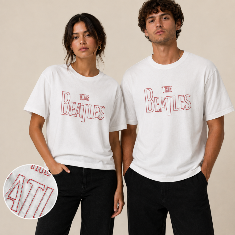 The Beatles Drop T Embroidered White Embellished T-Shirt