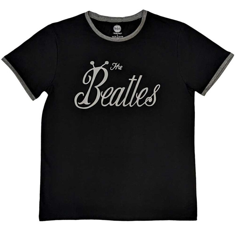 The Beatles Bug Logo Black Ringer T-Shirt