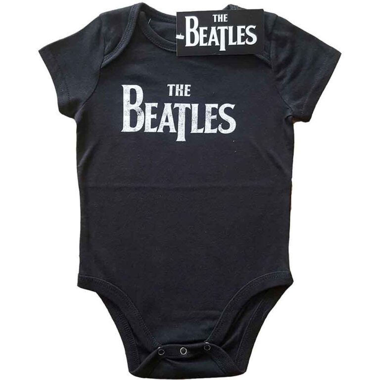 The Beatles Drop T Logo Black Kids Baby Grow