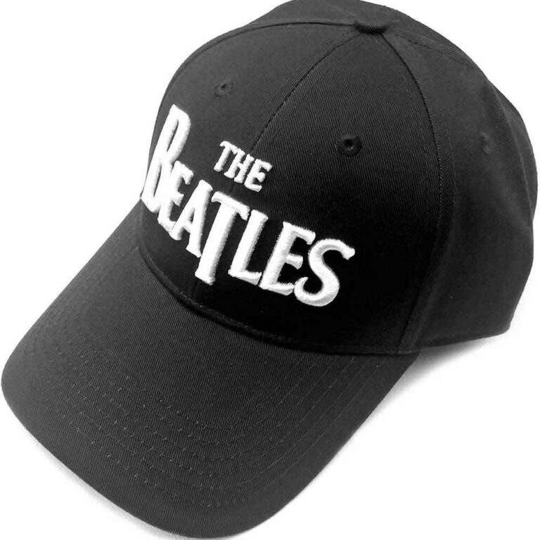 The Beatles White Drop T Logo Black Baseball Cap