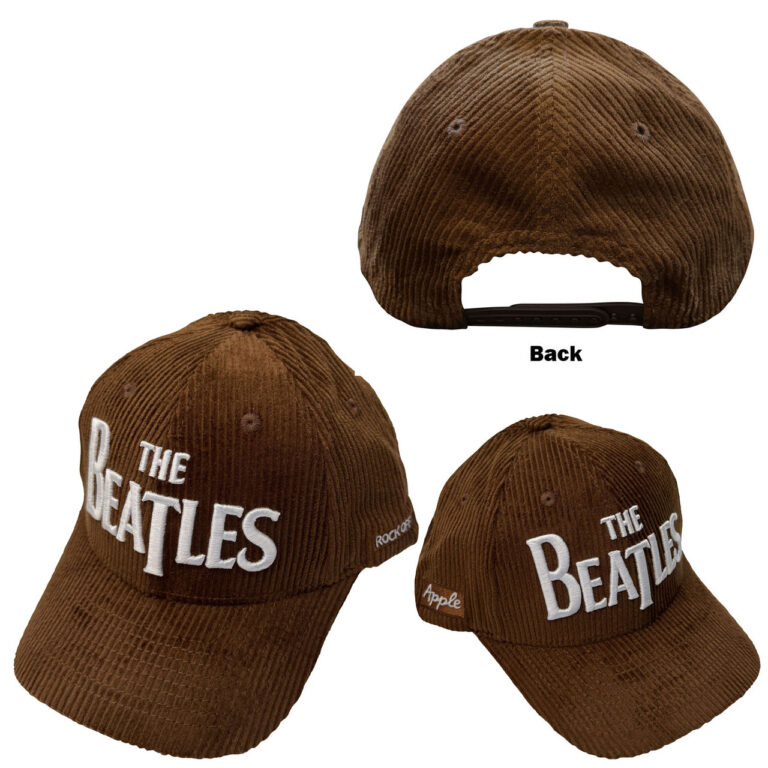The Beatles Drop T Logo & Apple Corduroy Brown Baseball Cap