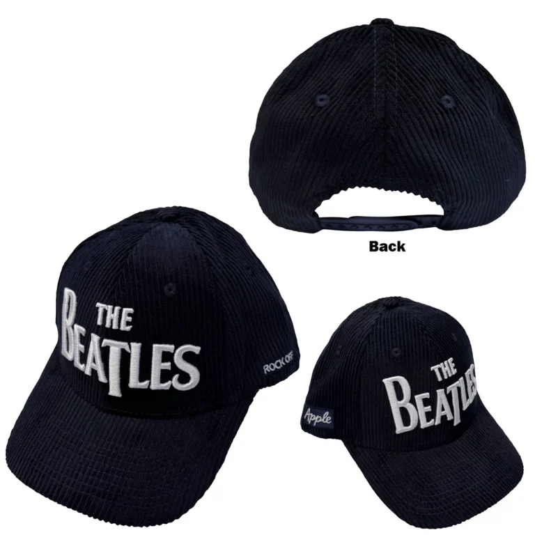 The Beatles Drop T Logo & Apple Corduroy Navy Blue Baseball Cap