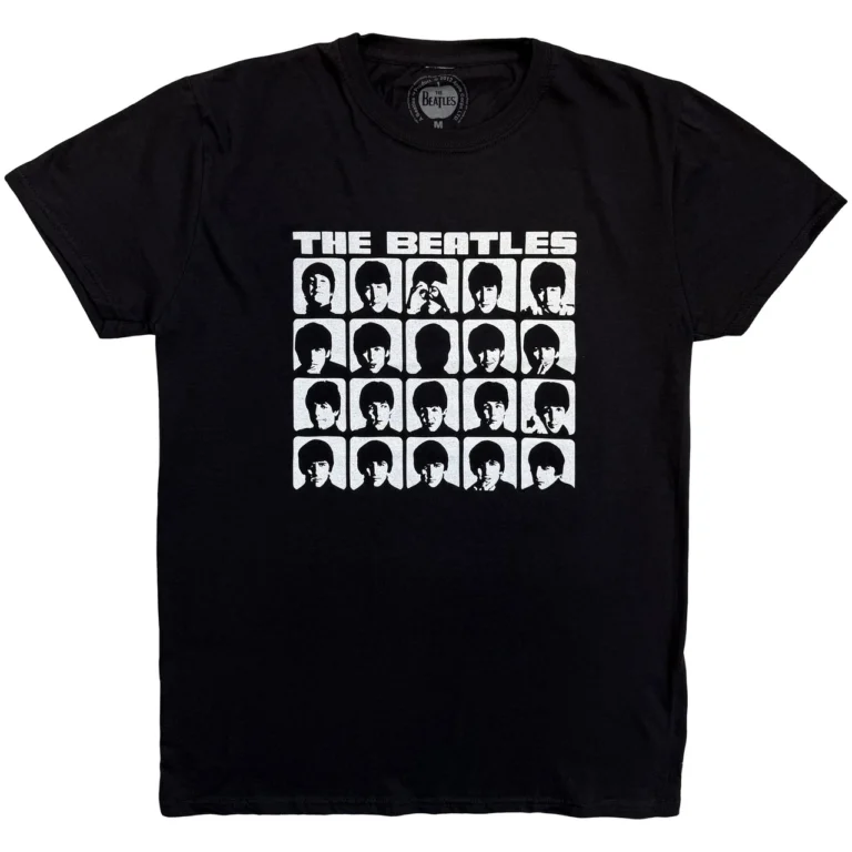 The Beatles Hard Days Night Faces Mono Black T-Shirt