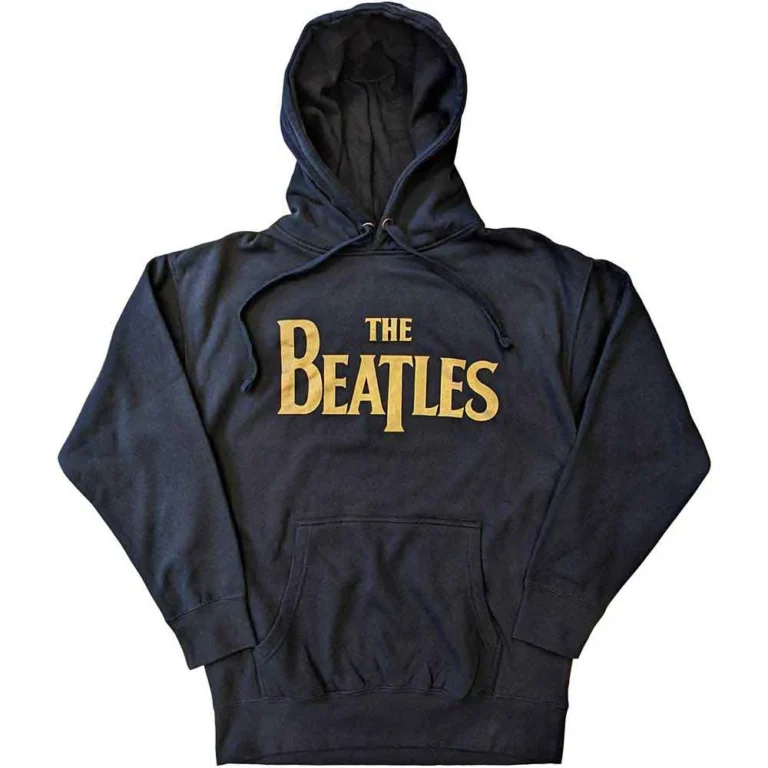 The Beatles Gold Drop T Logo Navy Blue Pullover Hoodie