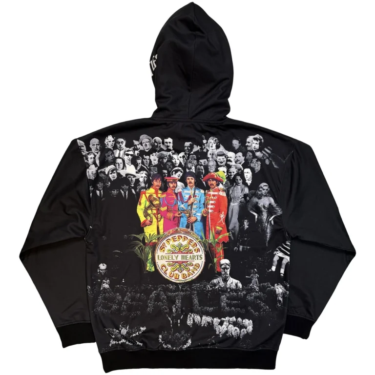 The Beatles Sgt Pepper Black All Over Print Pullover Hoodie