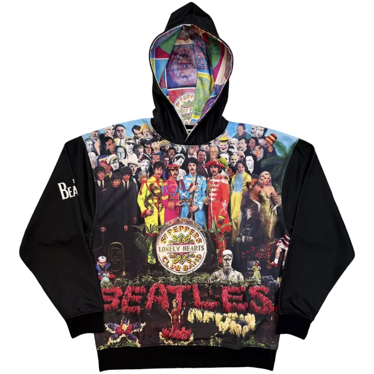 The Beatles Sgt Pepper Black All Over Print Pullover Hoodie