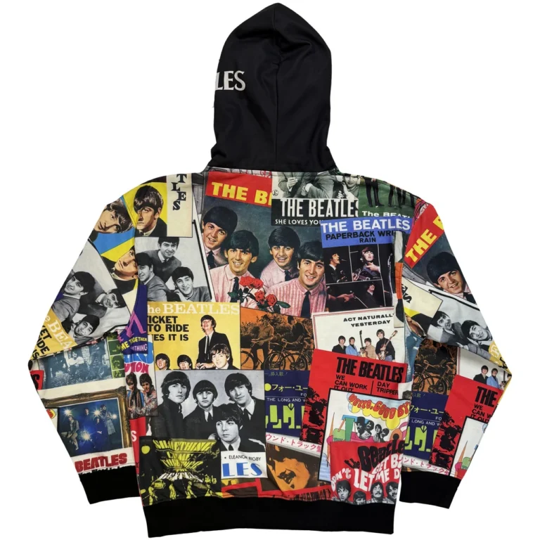 The Beatles Single Covers Black All Over Print Pullover Hoodie