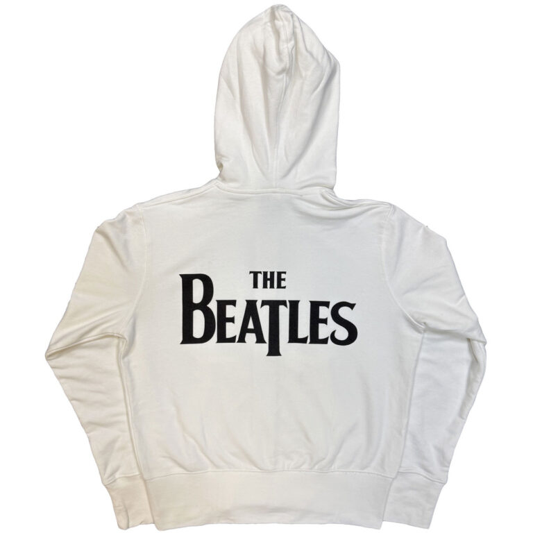 The Beatles Drop T Logo White Back Print Ladies Zip Hoodie