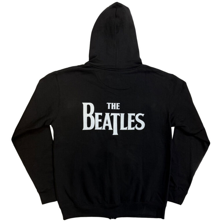 The Beatles Drop T Logo Black Back Print Zip Hoodie