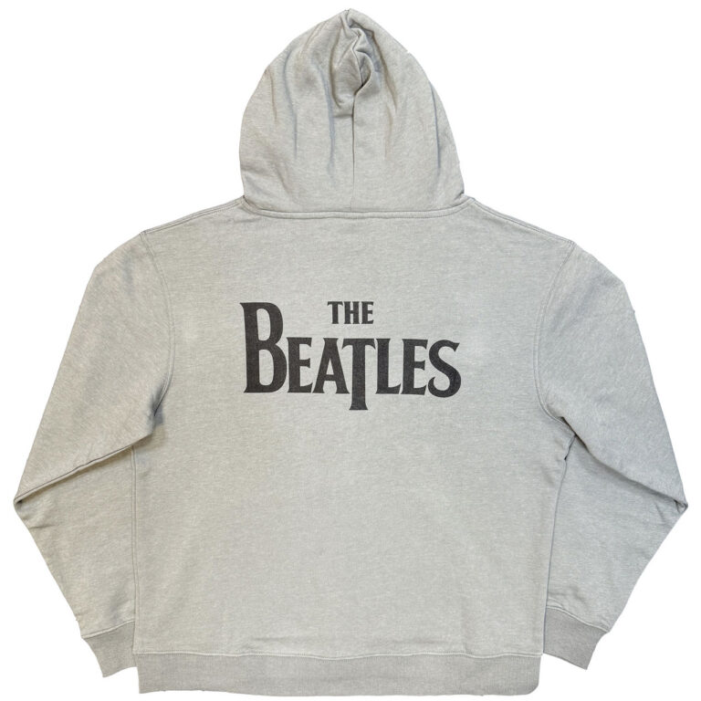 The Beatles Drop T Logo Grey Back Print Zip Hoodie