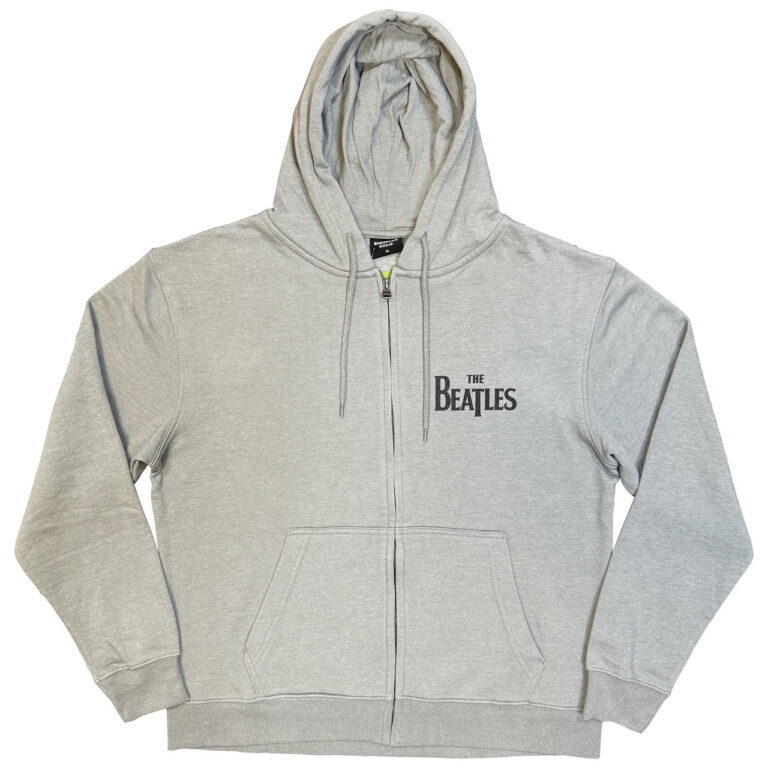 The Beatles Drop T Logo Grey Back Print Zip Hoodie