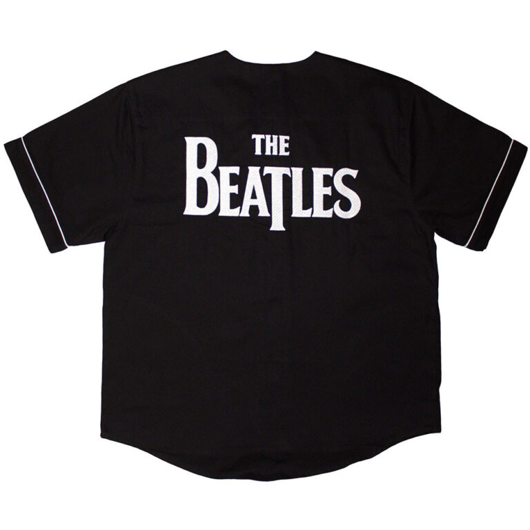 The Beatles Unisex Baseball Jersey: Apple Logo / Walking Black Back Print T-Shirt