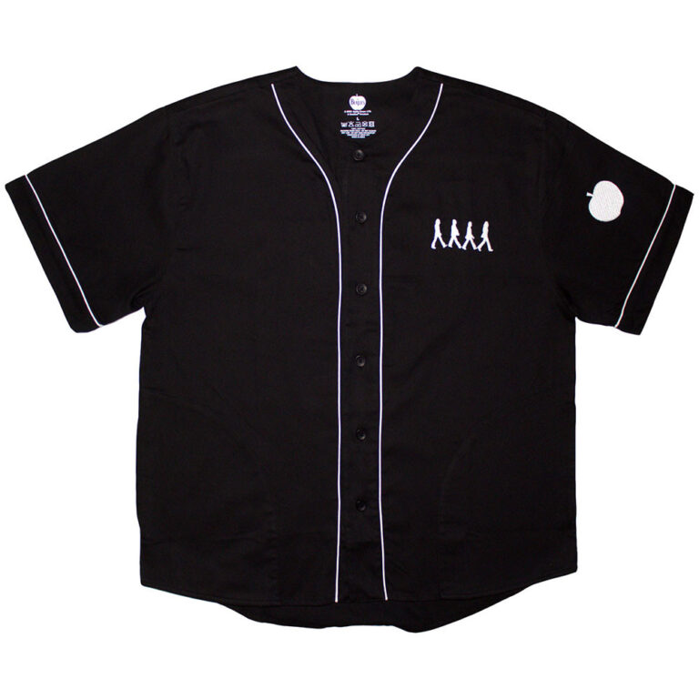 The Beatles Unisex Baseball Jersey: Apple Logo / Walking Black Back Print T-Shirt