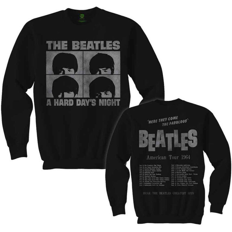 The Beatles Hard Days Night Black Back Print Long Sleeve T-Shirt