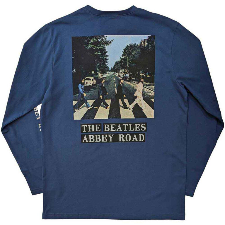 The Beatles Abbey Road Denim Blue Back & Sleeve Print Long Sleeve T-Shirt