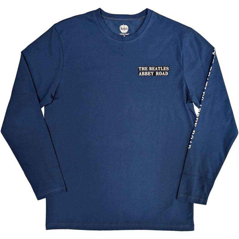 The Beatles Abbey Road Denim Blue Back & Sleeve Print Long Sleeve T-Shirt
