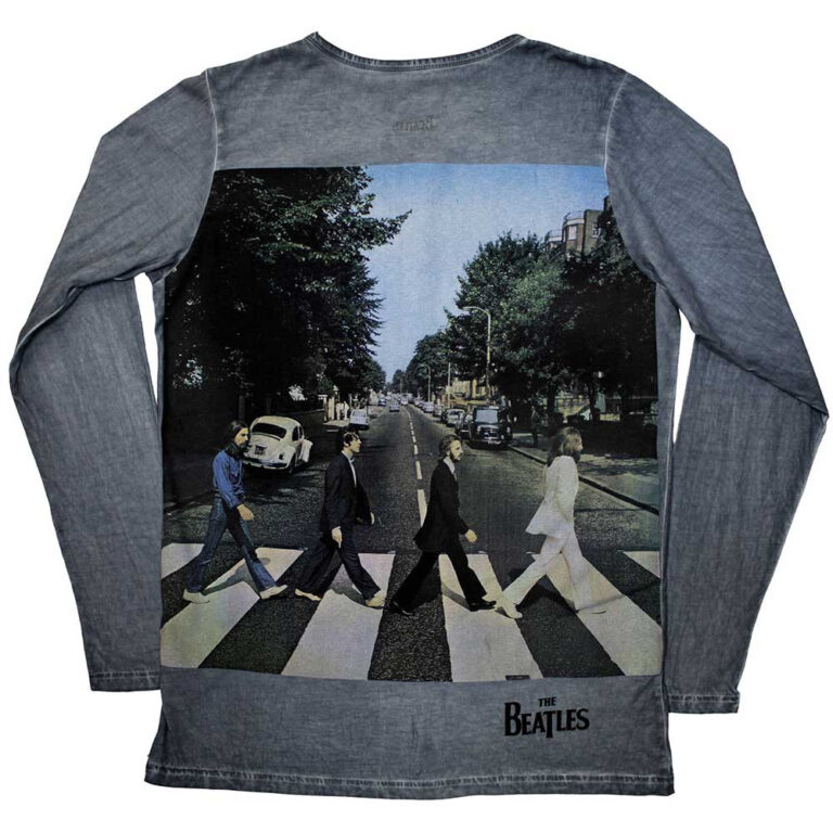 The Beatles Abbey Road Back Print Stone Wash Blue Back Print Long Sleeve T-Shirt