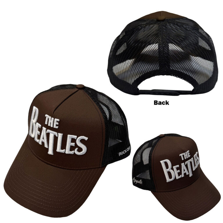The Beatles Drop T Logo & Apple Brown & Black Mesh Back Cap