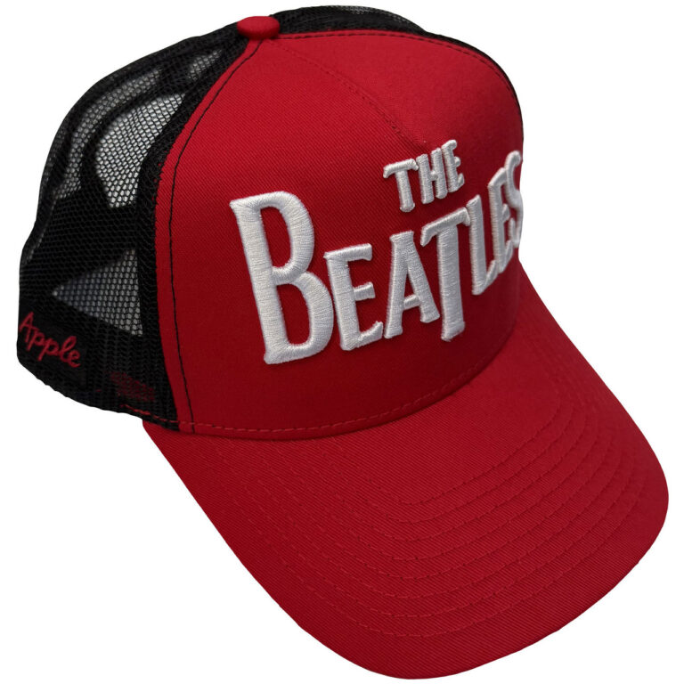 The Beatles Drop T Logo & Apple Red & Black Mesh Back Cap