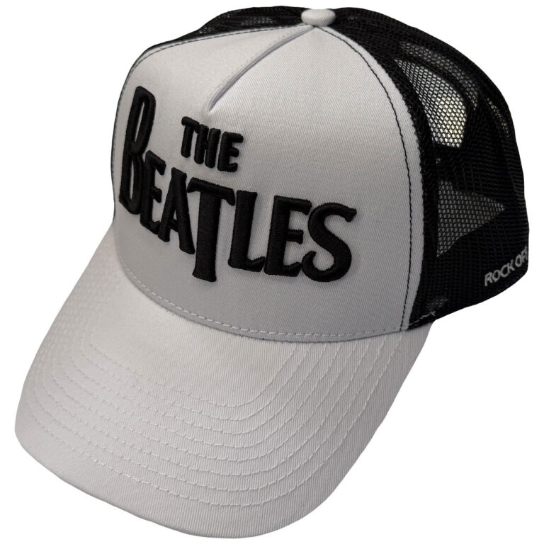The Beatles Drop T Logo & Apple Black & White Mesh Back Cap