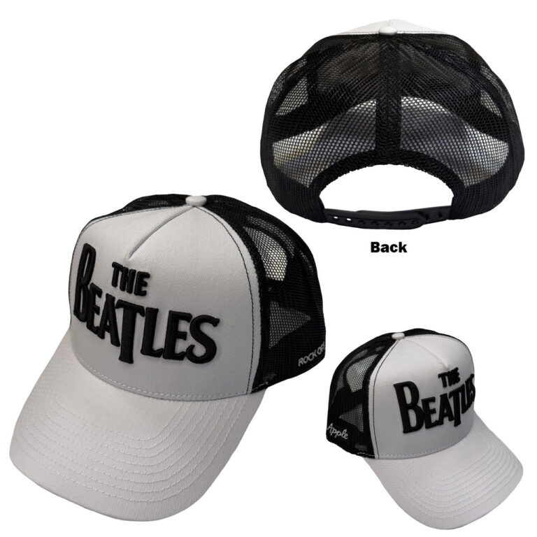 The Beatles Drop T Logo & Apple Black & White Mesh Back Cap