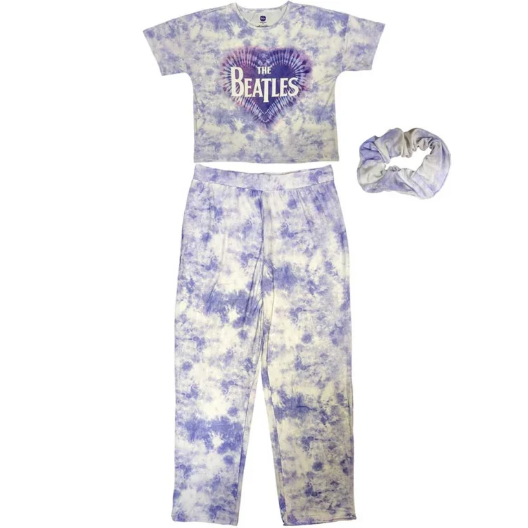 The Beatles Heart & Drop T Logo White Ladies Pyjamas