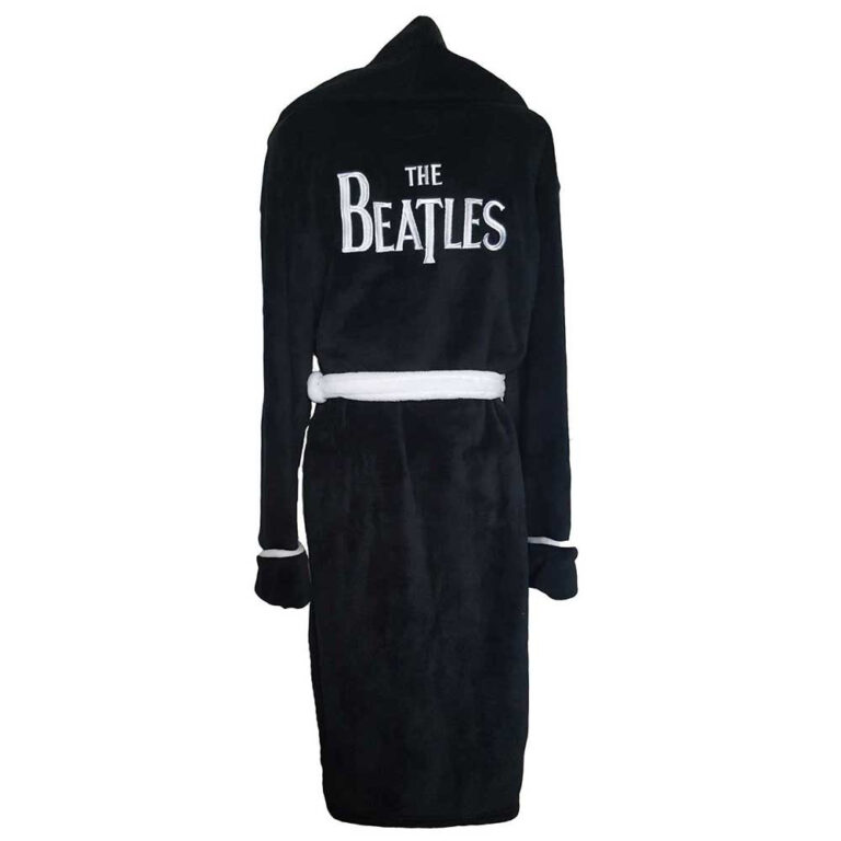 The Beatles Unisex Bathrobe: Drop T Logo Black Back Print Ladies Pyjamas