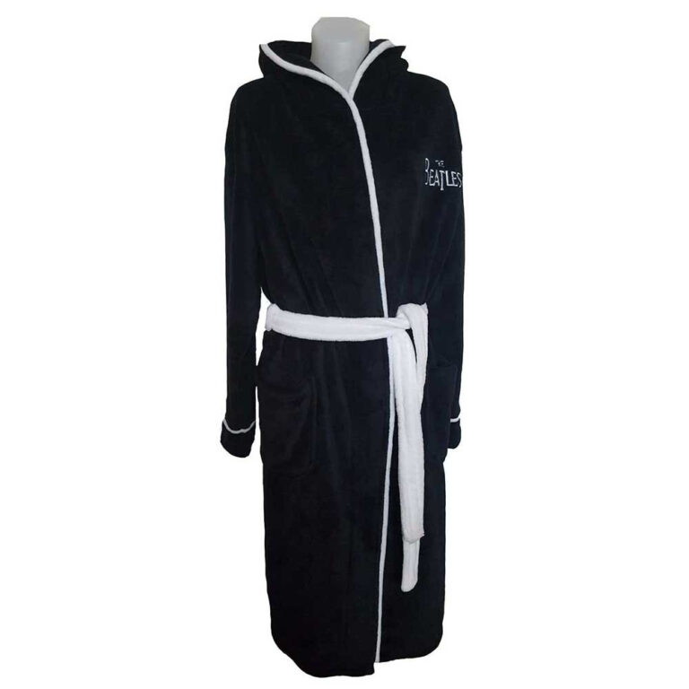 The Beatles Unisex Bathrobe: Drop T Logo Black Back Print Ladies Pyjamas