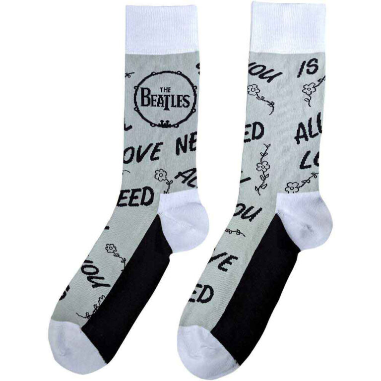 The Beatles Unisex AYNIL & Drum Grey UK Size 4 – 7 Socks