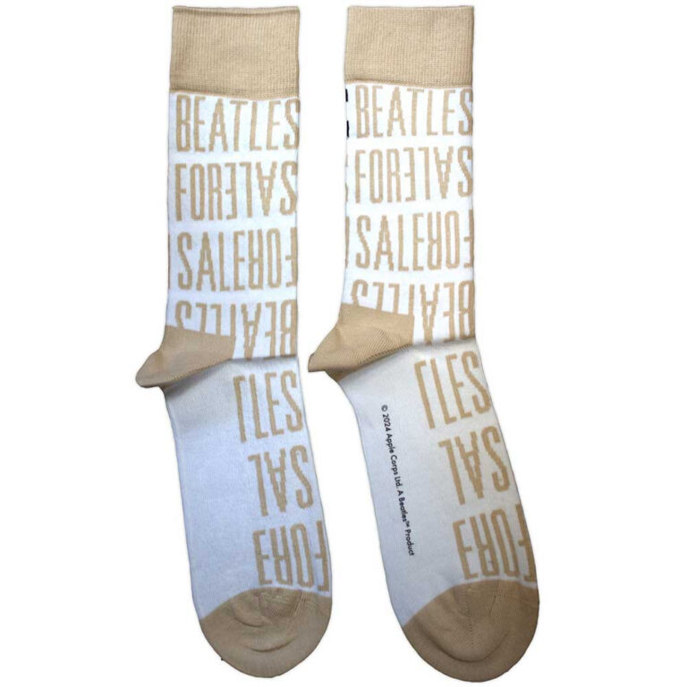 The Beatles Unisex For Sale Text Repeat White Socks