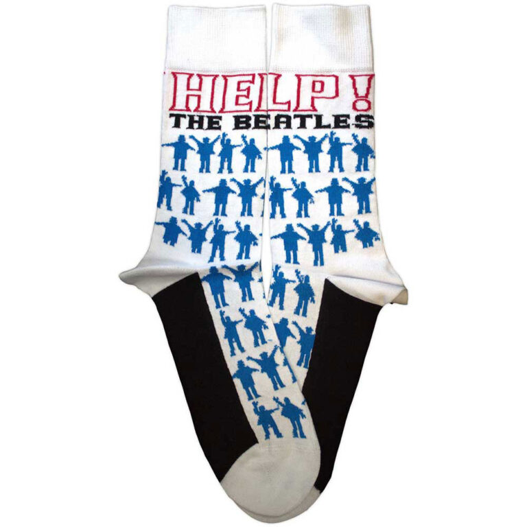 The Beatles Unisex Help Silhouettes Repeat White UK Size 4 – 7 Socks