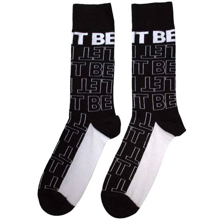 The Beatles Unisex Let It Be Text Outlines Repeat Black Socks