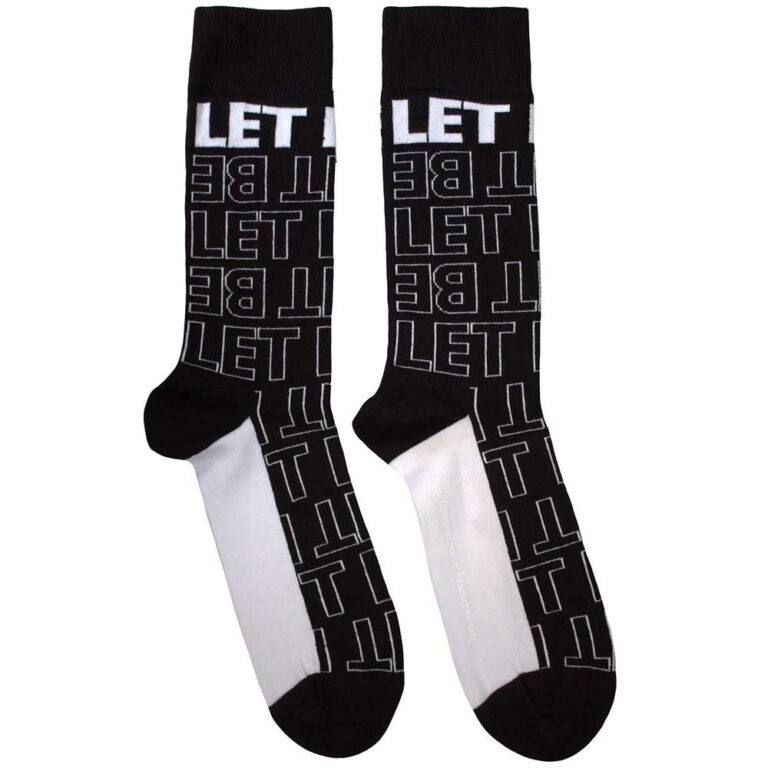 The Beatles Unisex Let It Be Text Outlines Repeat Black Socks