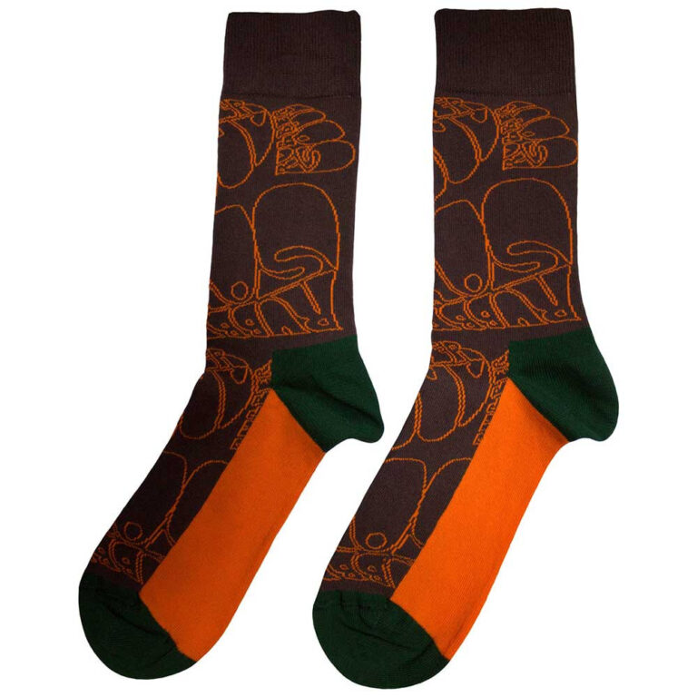 The Beatles Unisex Rubber Soul Text Outlines Repeat Brown UK Size 7 – 11 Socks