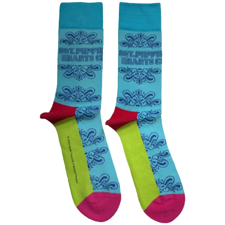 The Beatles Unisex Sgt Pepper Text Outlines Light Blue Socks