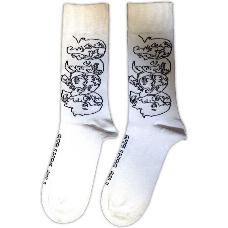 The Beatles Unisex White Album Faces Outlines White UK Size 7 – 11 Socks