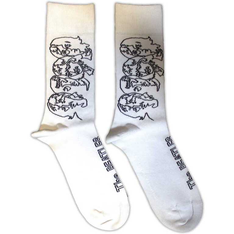 The Beatles Unisex White Album Faces Outlines White UK Size 7 – 11 Socks
