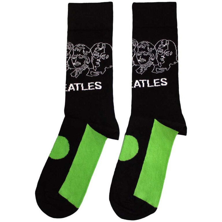 The Beatles Unisex White Album Faces Outlines & Apple Black Socks