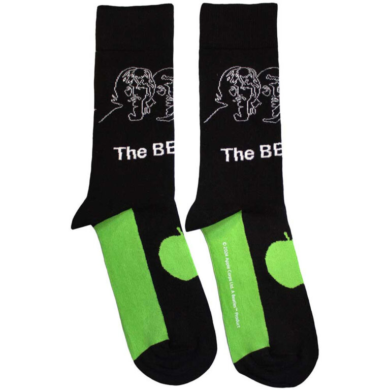 The Beatles Unisex White Album Faces Outlines & Apple Black Socks