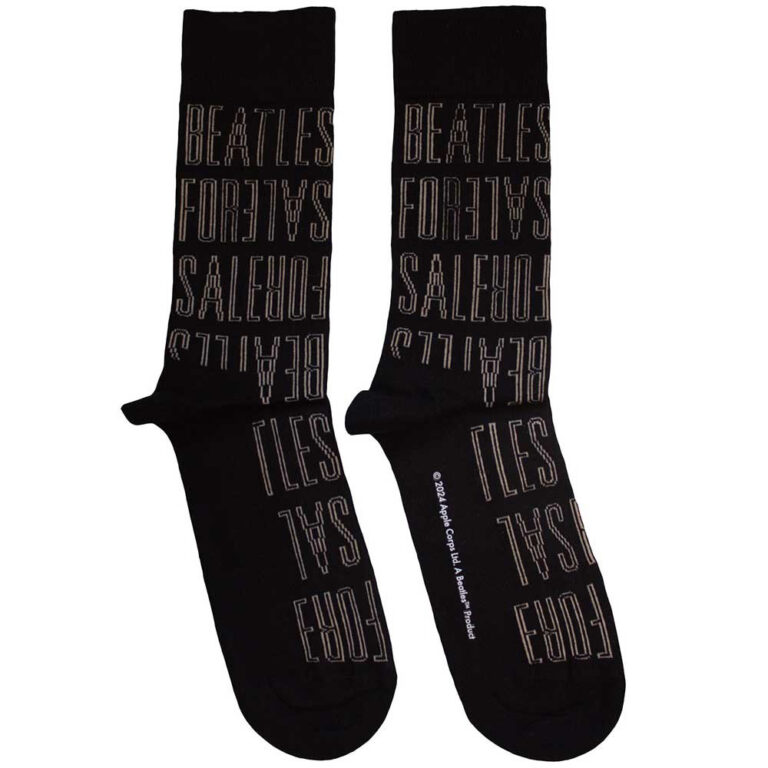 The Beatles Unisex For Sale Text Outlines Repeat Black Socks